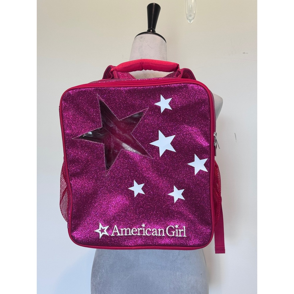 American Girl Pink Glitter Star doll carrier backpack Padded Straps Travel Bag